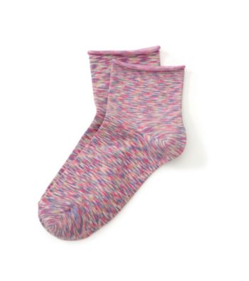HUE® Huetopia Begonia Space Dye Roll Top Shortie Socks