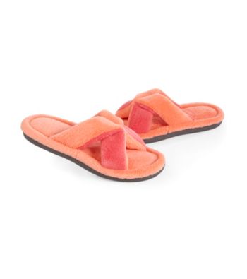 Isotoner® Microterry Color Blocked Crossover Slide Slippers