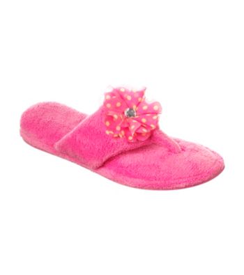 Dearfoams Microfber Terry One Piece Embellished Flip Flop Slippers