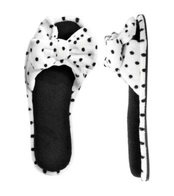 Dearfoams White Microfiber Terry Open Toe Bow Scuff Slippers