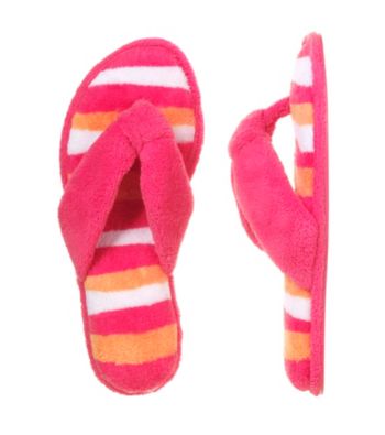 Dearfoams Paradise Pink Microfiber Terry Striped Flip-Flops