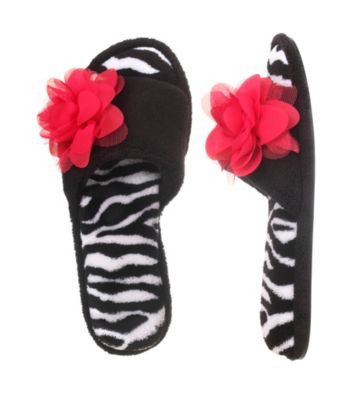 Dearfoams Black Microfiber Terry Open Toe Scuff Slippers