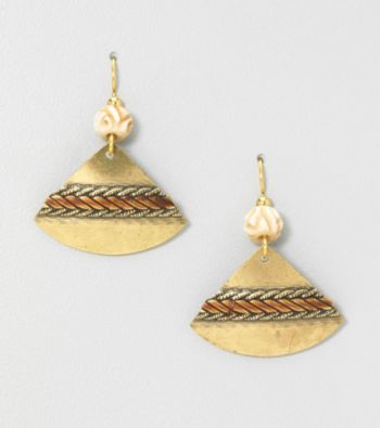 Silver Forest® Gold and Brown Pizza Shape Earrings