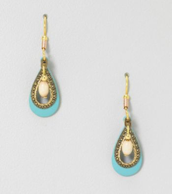 Silver Forest® Two Layers Blue and Goldtone Teardrop Earrings