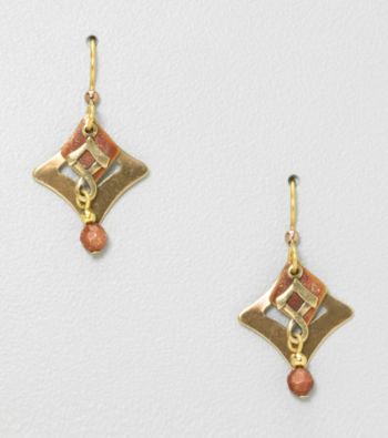 Silver Forest® Three Layers with Goldtone Bead Earrings