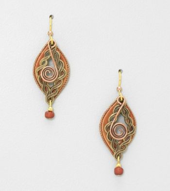 Silver Forest® Brown and Goldtone Braided Layered Shapes Earrings