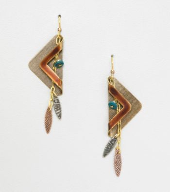 Silver Forest® Brown and Goldtone Folded Triangle Earrings