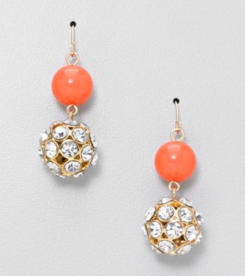 Relativity® Two Bead Drop Earrings with Goldtone Pave Bead