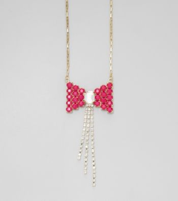 Relativity® Ombre Bow and Rhinestone Tassel Necklace