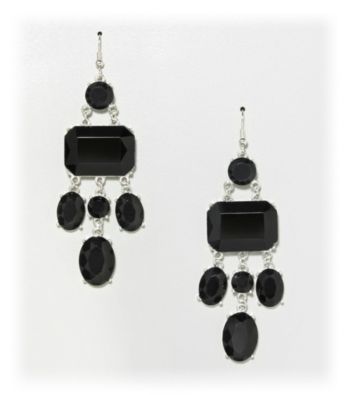 Relativity® Black and Silvertone Chandelier Earrings