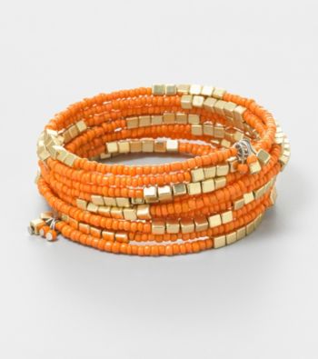 Relativity® Orange with Goldtone Seed Bead Coil Wristwrap