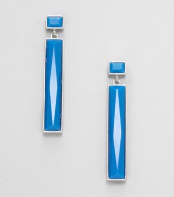 Relativity® Blue and Silvertone Post Linear Earrings