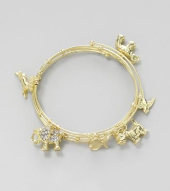 Relativity® Goldtone Coil Bracelet with Charms and Beads