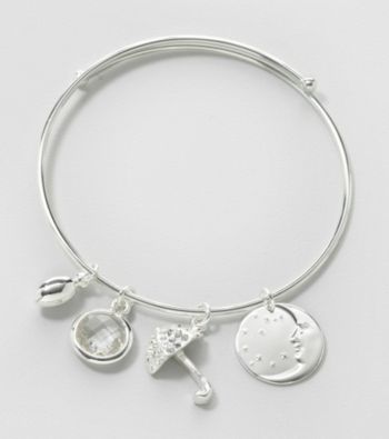 Relativity® Silvertone Coil Bracelet with Charms