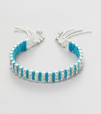 Relativity® Silvertone and Aqua Fringe Bracelet