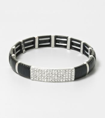 Erica Lyons® Black and Silvertone Stretch Bracelet