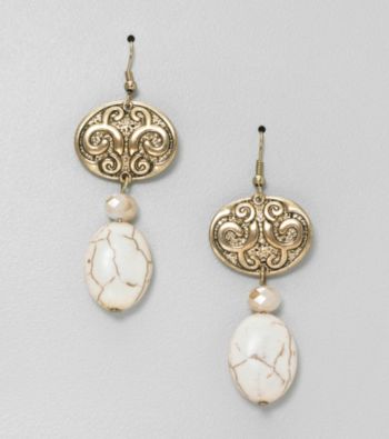 Erica Lyons® Cream Sahara Double Drop Pierced Earrings
