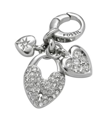 Fossil® Silvertone Heart Charm Cluster