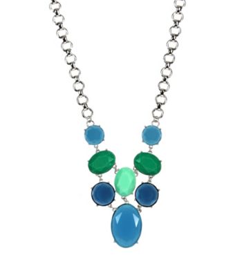 Anne Klein® Silvertone and Blue Drama Necklace