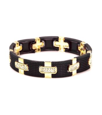 L&J Accessories Jet Mesh Goldtone Link Bangle