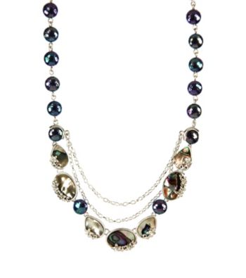 Nine West Vintage America Collection® Silvertone Drama Abalone Frontal Necklace