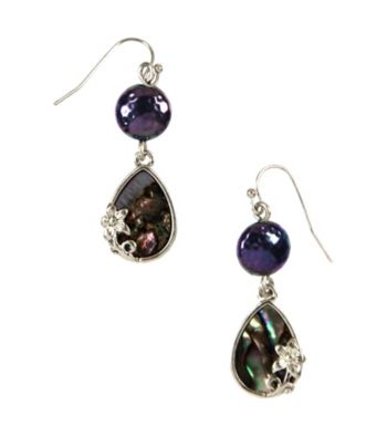 Nine West Vintage America Collection® Silvertone Double Drop Abalone Earrings