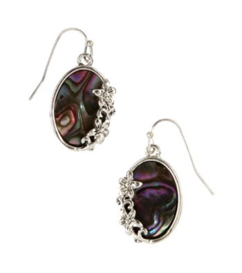 Nine West Vintage America Collection® Silvertone Small Abalone Drop Earrings