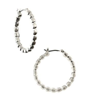 Nine West Vintage America Collection® Silvertone Beaded Hoop Earrings