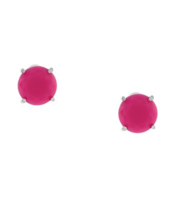 Jessica Simpson Tropic Nights Silvertone and Fuschia Stud Earrings