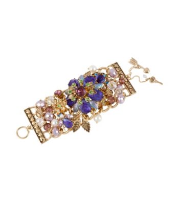 Betsey Johnson® Purple Carved Flower Wide Toggle Bracelet