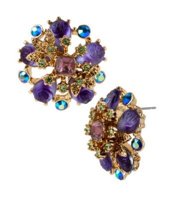 Betsey Johnson® Purple Flower Medallion Stud Earrings