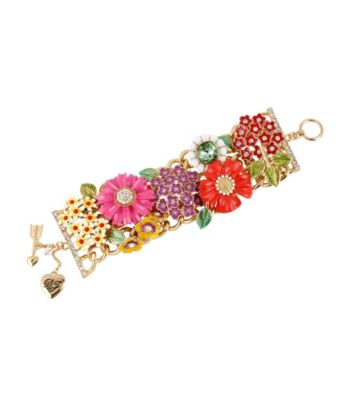 Betsey Johnson® Multi Colored Flower Wide Toggle Bracelet