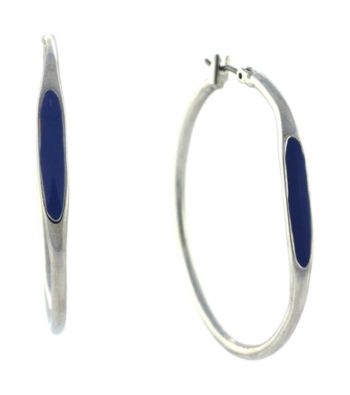 BCBGeneration™ Polished Silvertone and Blue Color Me Bad Hoop Earrings