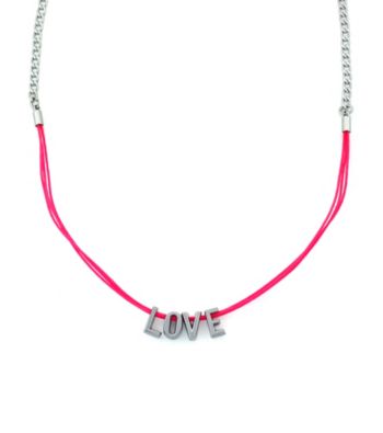 BCBGeneration™ Pink and Silvertone Love Mini Affirmation Necklace