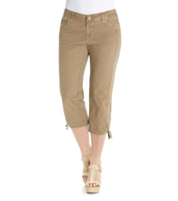 DKNY JEANS® Tie Bottom Poplin Cargo Crop