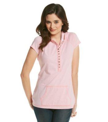 Ruff Hewn Striped Short Sleeve Hoodie Henley