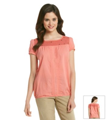 Ruff Hewn Short Sleeve Studded Yoke Blouson Top