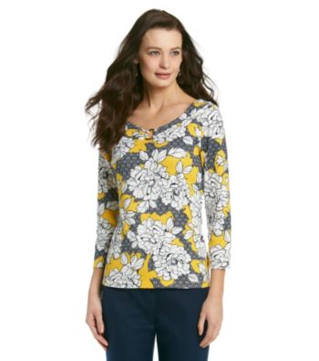 Rafaella® Floral Print Hardware Keyhole Top