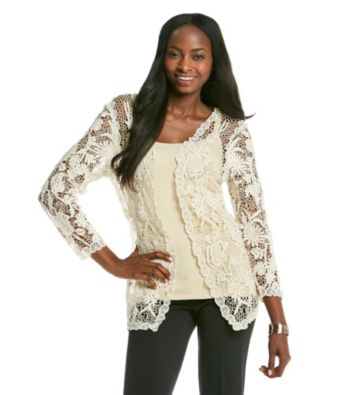 Fever™ Openwork Lace Cardigan