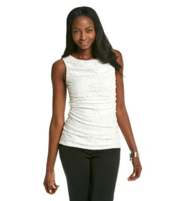 Cable & Gauge® Sleeveless Drapeneck Lace Knit