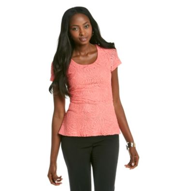 Cable & Gauge® Short Sleeve Lace Top