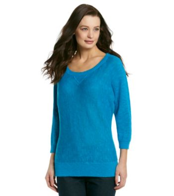 Spense® Knits Triangle Detail Scoopneck Elbow Sleeve Sweater