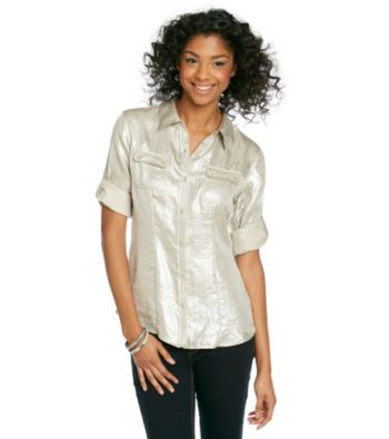 Calvin Klein Roll Sleeve Woven Top