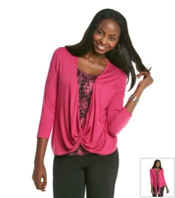 Evan-Picone® Printed Convertible Layered Look Knit Top