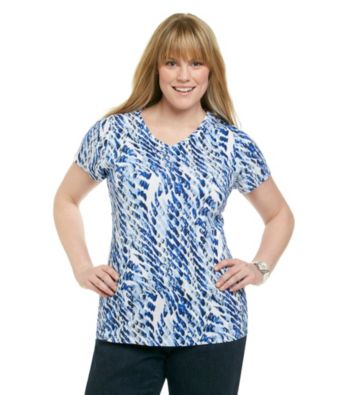 Relativity® Plus Size Printed V-neck Tee