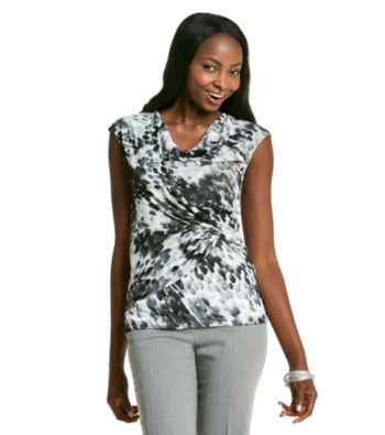 Relativity® Career Drapeneck Mesh Top