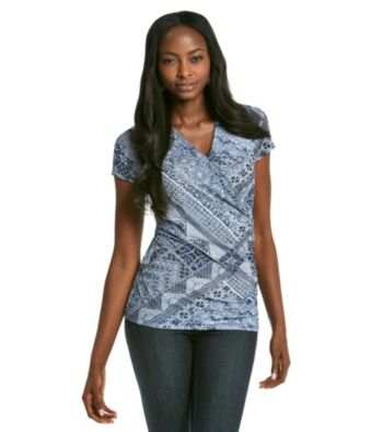 Relativity® Career Surplice Mesh Top