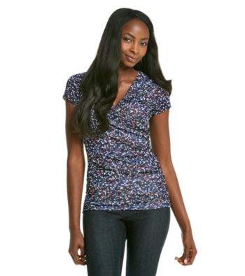 Relativity® Career Surplice Mesh Top