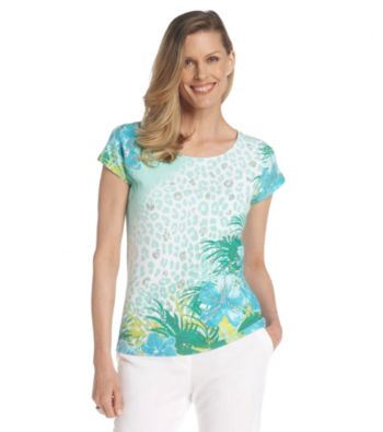Ruby Rd.® Scoop Neckline All Over Placement Print Sequin Top