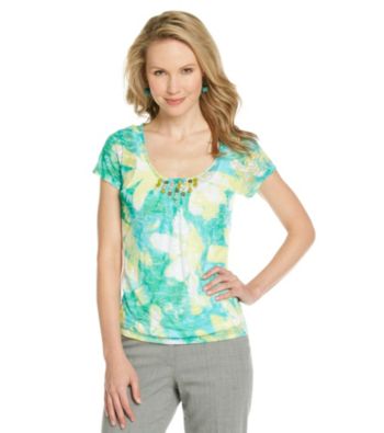 Ruby Rd.® Scoop Neckline with Embellishment Burnout Top